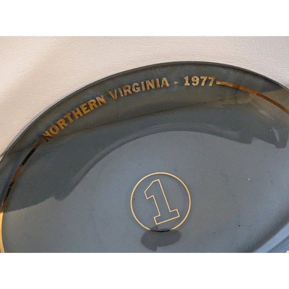 1977 C & P Bell Telephone NOVA Virginia Company Smoked Glass Plate Tray 9 x 6
